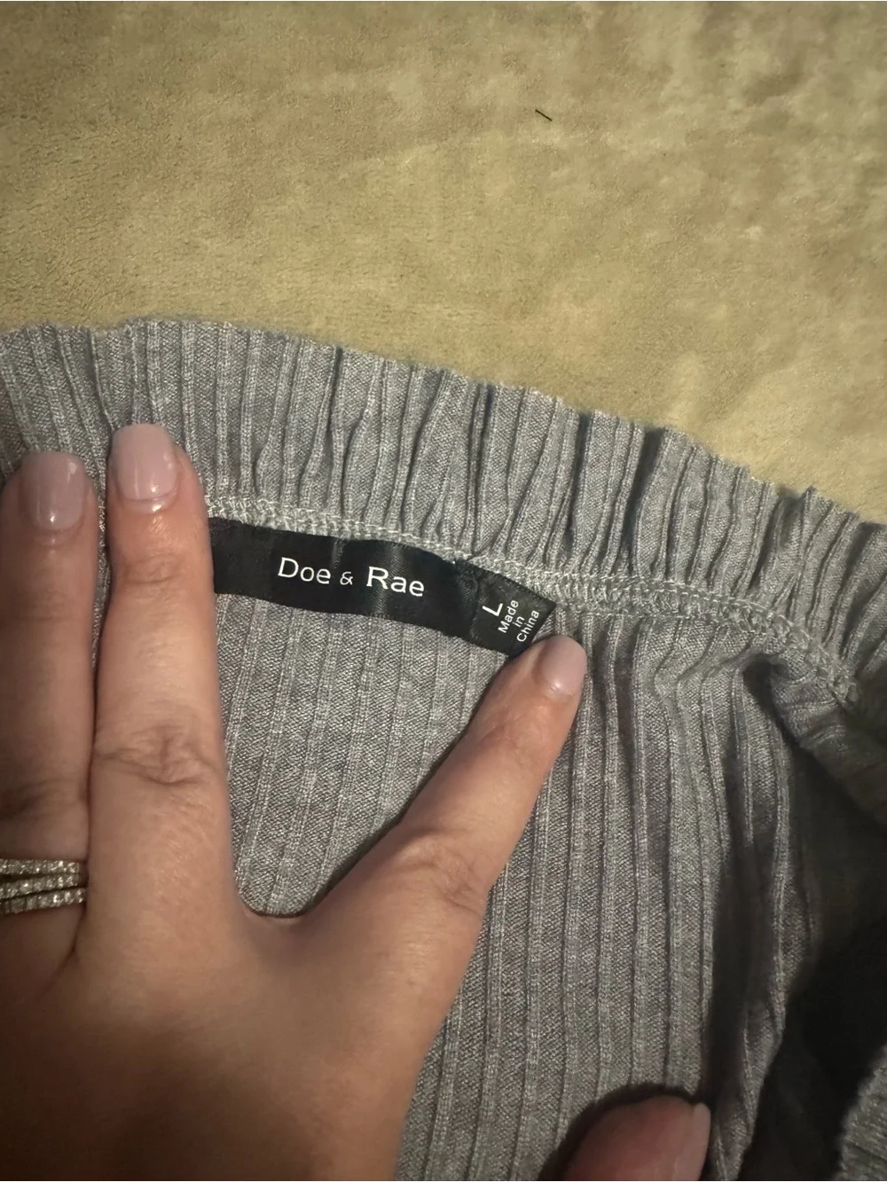 Doe & Rae Gray Ribbed Ruffle-Trim Open Cardigan - Picture 2 of 2
